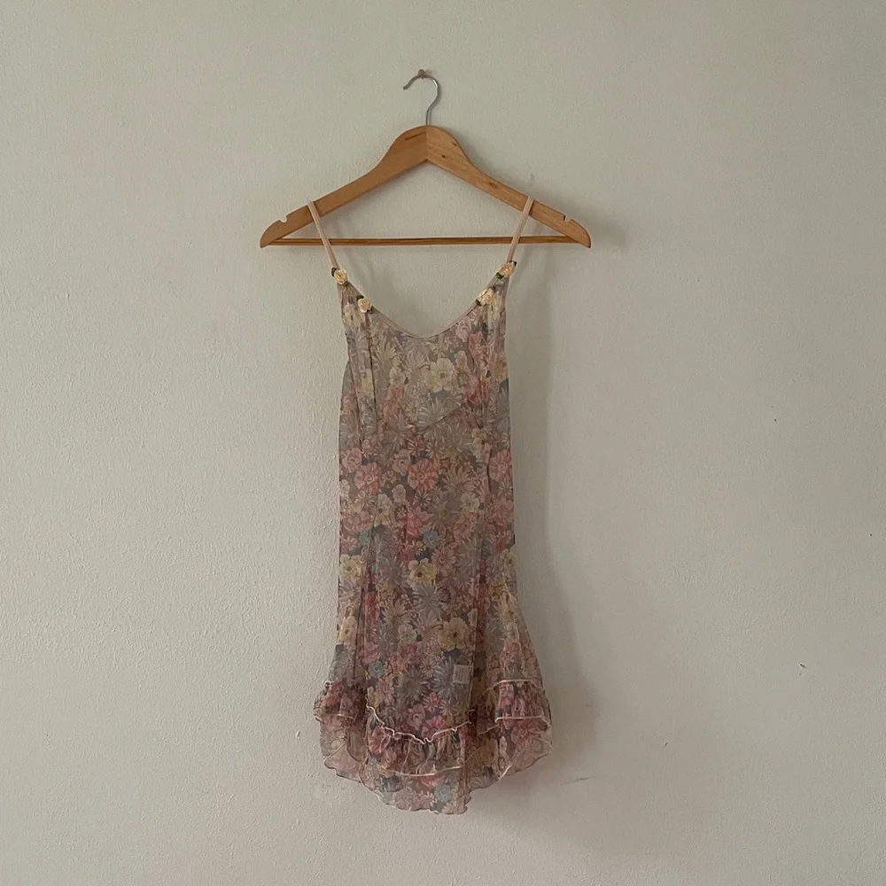 Floral Sheer Mini Dress Cover Up - Picture 1 of 16